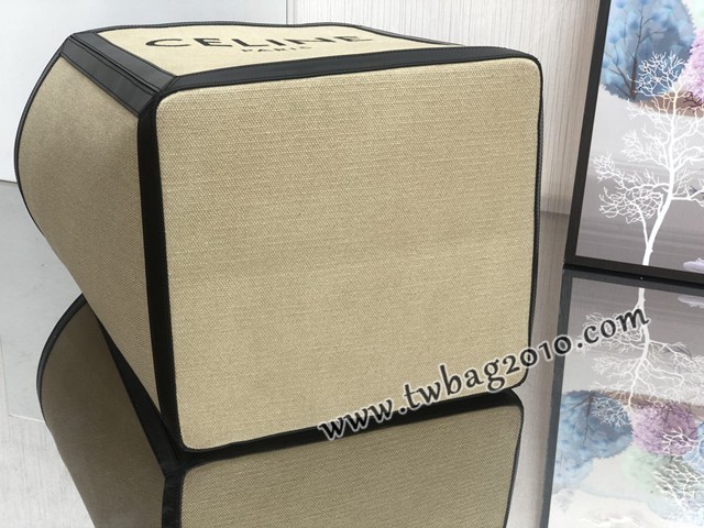 Celine專櫃2023新款手提托特包 賽琳大號印花織物和牛皮革方形手袋 sldj2224